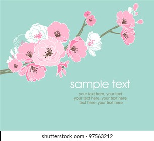 vector card with stylized cherry blossom and text