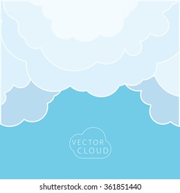 Vector card with stylized clouds on a simple background