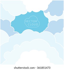 Vector card with stylized clouds on a simple background