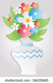 Vector Card with stylized flowers in vase
