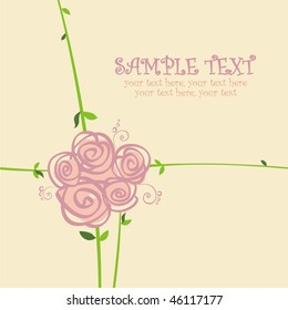vector card with stylized roses and text