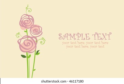 vector card with stylized roses and text