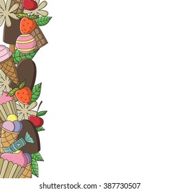 Vector card with sweets and cakes