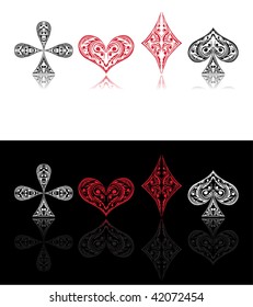  Vector card symbols red and black with shade