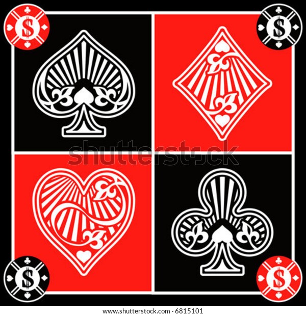 Vector Card Symbols Red Black Chips Stock Vector (royalty Free) 6815101 