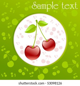 Vector card with a tasty cherry