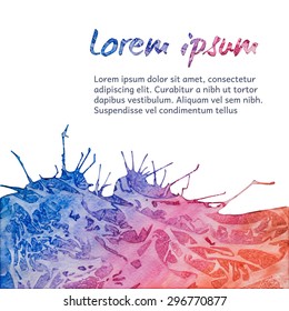 Vector card template with abstract watercolor elements. Beautiful black and white blob stains with your personalized text.