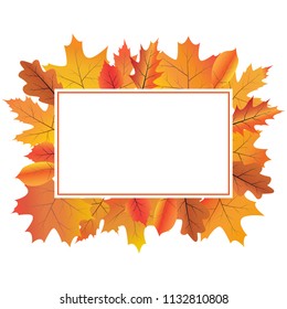 Vector card template with bright autumn leaves and space for text.