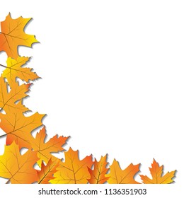 Vector card template with bright autumn leaves and space for text.