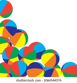 Vector card template with bright colorful balls and space for text. 