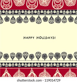 Vector card template for Christmas and New Year holidays.