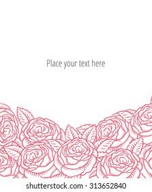 vector card template - classic retro pink roses
