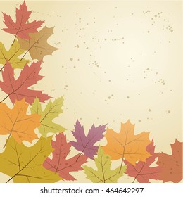 Vector card template with colorful autumn leaves.