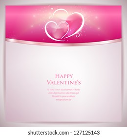 Vector card template with couple of hearts and copy space.