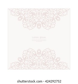 Vector card template with floral pattern. Hand drawn zentangle background