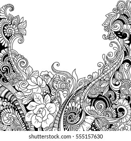 Vector card template with floral pattern.