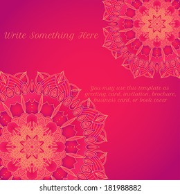 vector card template with floral round pattern