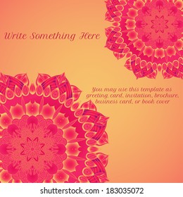 vector card template with floral round mandala pattern