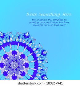 vector card template with floral round mandala pattern