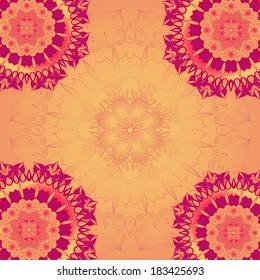 vector card template with floral round mandala pattern