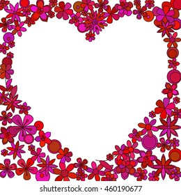 Vector card template. Frame made of colorful flowers.