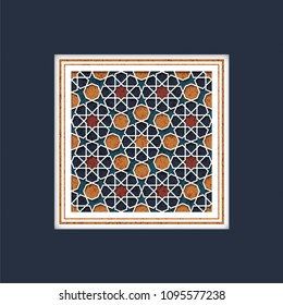 vector card template with framed vintage arabic ornamental symbol. design for covers, cards, print, stamp