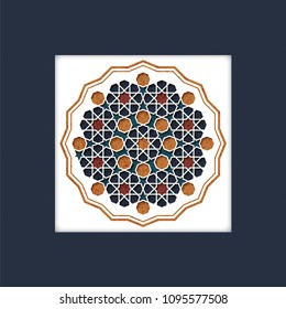 vector card template with framed vintage arabic ornamental symbol. design for covers, cards, print, stamp