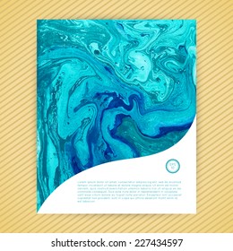 Vector card template. Handmade texture. Beautiful painted waves. Artistic design. Marble backdrop.