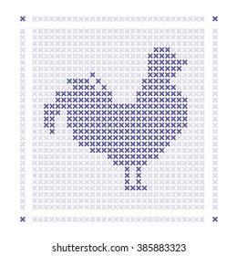 Vector card. Template for knitting and embroidery cross-stitch.