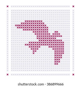 Vector card. Template for knitting and embroidery cross-stitch.