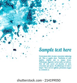 Vector card template with watercolor elements. Beautiful ink stain with your personalized text.