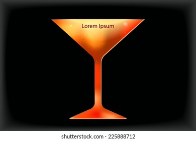 vector card template with wineglass cutted in black plane