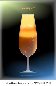 vector card template with wineglass cutted in black plane