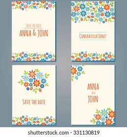 Vector card templates. Ideal for Save The Date, baby shower, valentines day, birthday cards, invitations, wedding. 