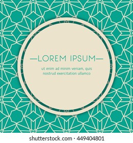 Vector card templates. Oriental geometric patterns for posters, flyers and banner designs, save the date, baby shower, birthday cards, invitations.