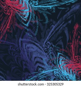 Vector card with textured  feathers