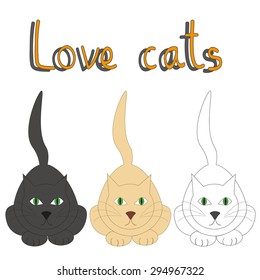 Vector card with three cats and text