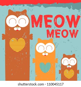 Vector card with three cute cats