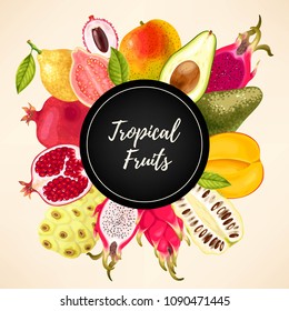 Vector card with tropical fruits