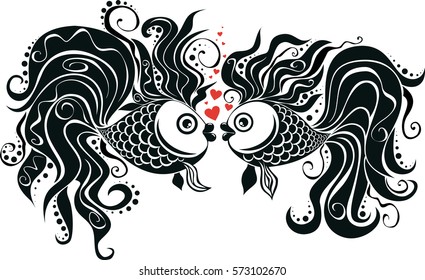 vector card for the Valentine's day with couple of cute fish