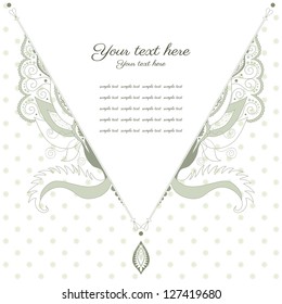 Vector card. Vintage damask pattern. Place for your text. Easy to change colors.