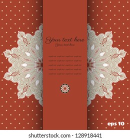 Vector card. Vintage damask pattern. Place for your text. Easy to change colors.