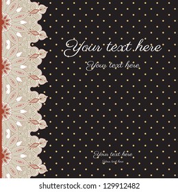 Vector card. Vintage damask pattern. Place for your text. Easy to change colors.