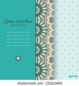 Vector card. Vintage damask pattern. Place for your text. Easy to change colors.
