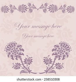 Vector card with vintage flowers and place for text