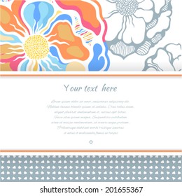 Vector card. Vintage pattern in modern style. Colorful. Place for your text. Perfect for announcement, invitations  or greetings.