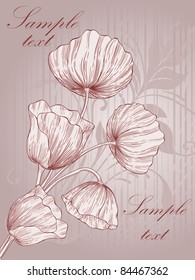 Vector card with vintage poppies.