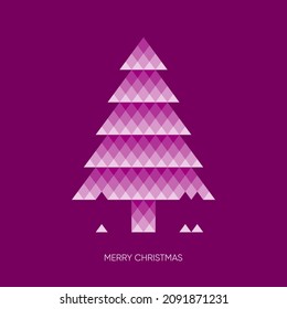 Vector card with violet mosaic christmas tree