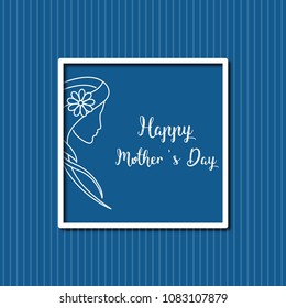 vector card and wallart design with words "happy mother's day" and stripe background. Greetings for Mother's day, vector illustration of card.