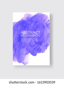 Vector card with watercolor blot. Abstract cards with hand drawn blots on white background for your design.